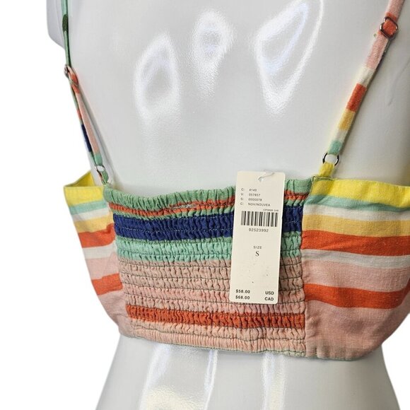 Anthropologie Linen Blend Twist Front Crop Top Size Small Striped NWT - Picture 4 of 6